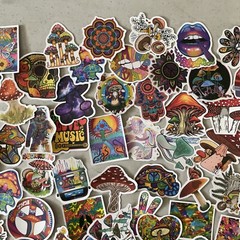 STICKERS!!! Assorted Lot Of 150+ Hippy Mushroom Peace Stickers