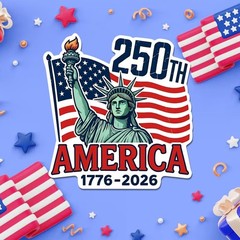 HANDICHI Design 5 Pack 2 Inch 250th Anniversary America Stickers 1776–2026, P…