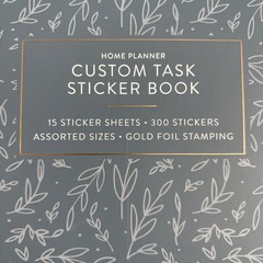 Home Planner Sticker Book Pack of 15 Assorted Sizes Gold Foil Stamping