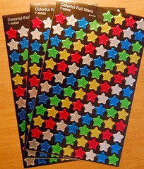 Shiny STAR Red Green Silver 3 Sheets Colorful Foil 300 Scrapbook Stickers