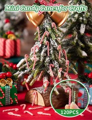 120 Pcs Mini Candy Canes for Crafts, Red White 120 and