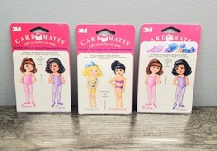Vintage 1992 Post it 3M Card Mates Paper Dolls Reusable Clothing Lot Of 3 NOS
