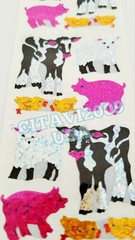 HAMBLY STUDIOS PRISMATIC STICKERS BABY FARM ANIMALS LAMB PIGLET CHICK CALF RARE