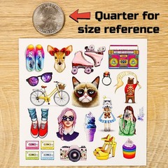 Violette Stickers – 1980s Nostalgia – 1 80s Retro Vintage Sticker Sheet – Crafts