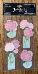 La Petites By Paper Studio Flowers Pink Roses In Vase Jar 3D Scrapbook Stickers