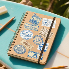 50 PCS Vintage Passport Stamp Stickers, Waterproof Retro Travel Vinyl PVC Sticke