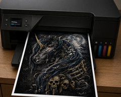 USA Veteran Made Gothic Unicorn Skull Dark Fantasy Wall Art Vinyl Print 8.5×11