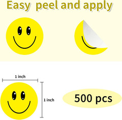 Happy Smile Face Stickers for School Reward Behavior Chart, 1 Inch Shiny Happy F