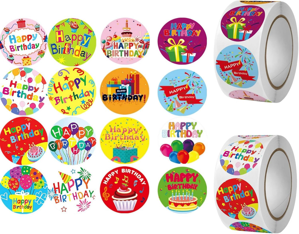 Happy Birthday Stickers 1000 Pcs 1 Inch Happy Birthday Stickers for Envelope Sea