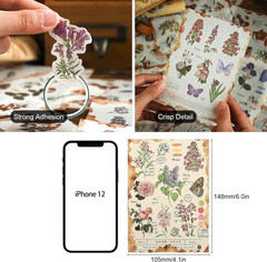 Flower Sticker for Journaling, 20 Sheets (150 Pieces) Translucent Washi Sticker