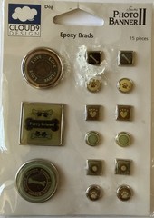 DOG Epoxy Brad(15pc)Cloud 9 •Split-pin•Bones•Furry Friend •Paws•Woof•Card Making