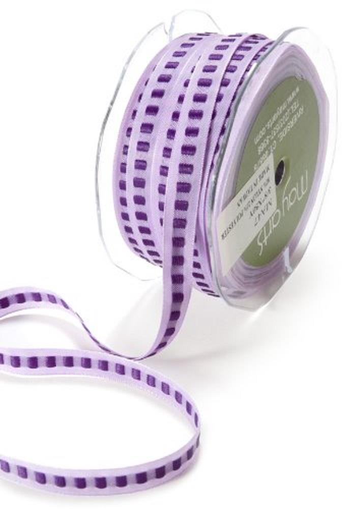 May Arts ~ Ribbon by the Yard ~ PURPLE LAVENDAR ~ Solid with Squares 3/8″