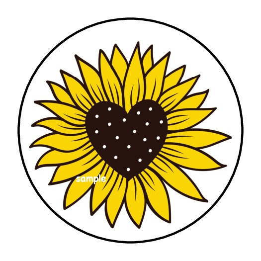 30 SUNFLOWER WITH HEART ENVELOPE SEALS LABELS STICKERS 1.5″ ROUND SUNFLOWERS