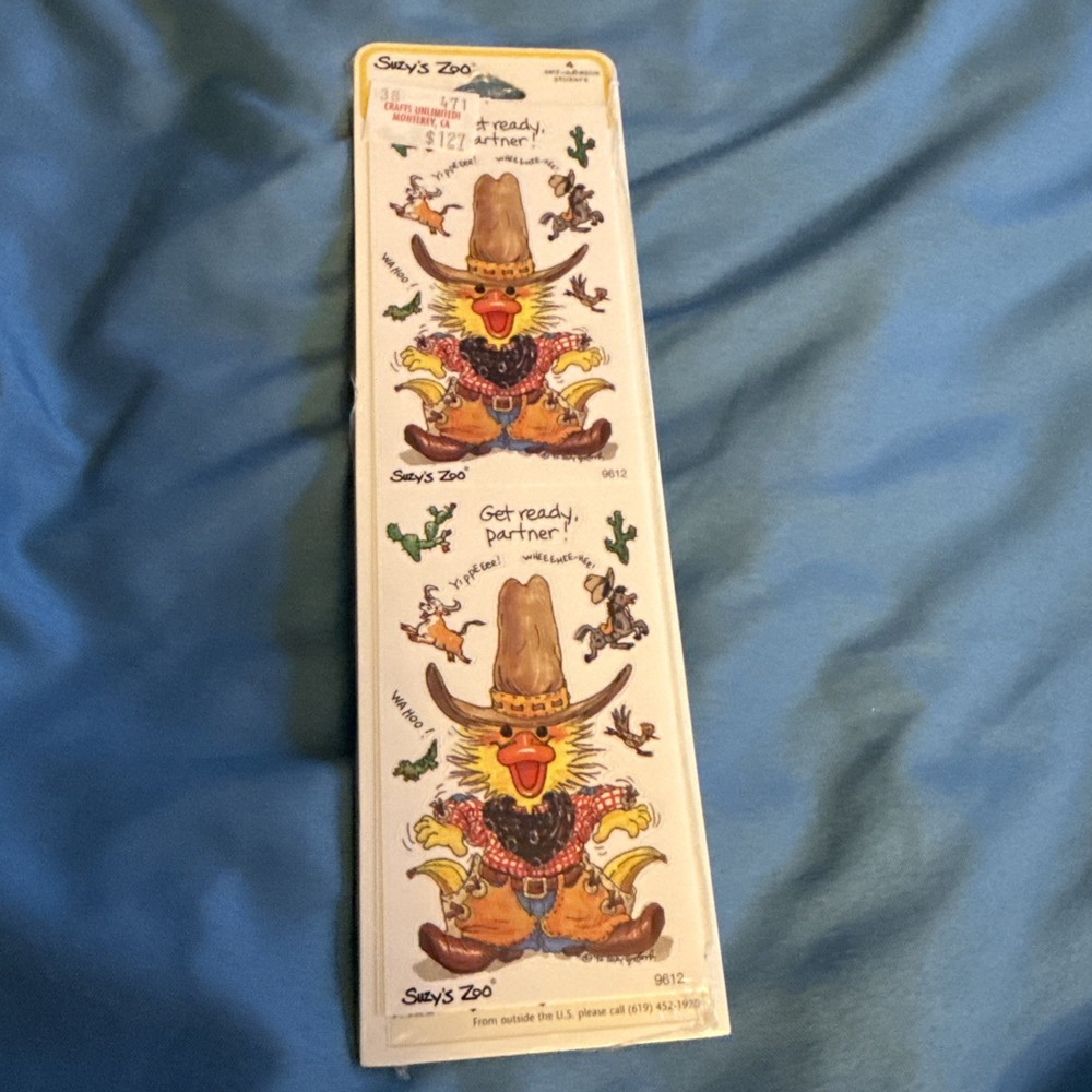 These are vintage Suzy’s Zoo stickers Witzy dressed as a cowboy #9612