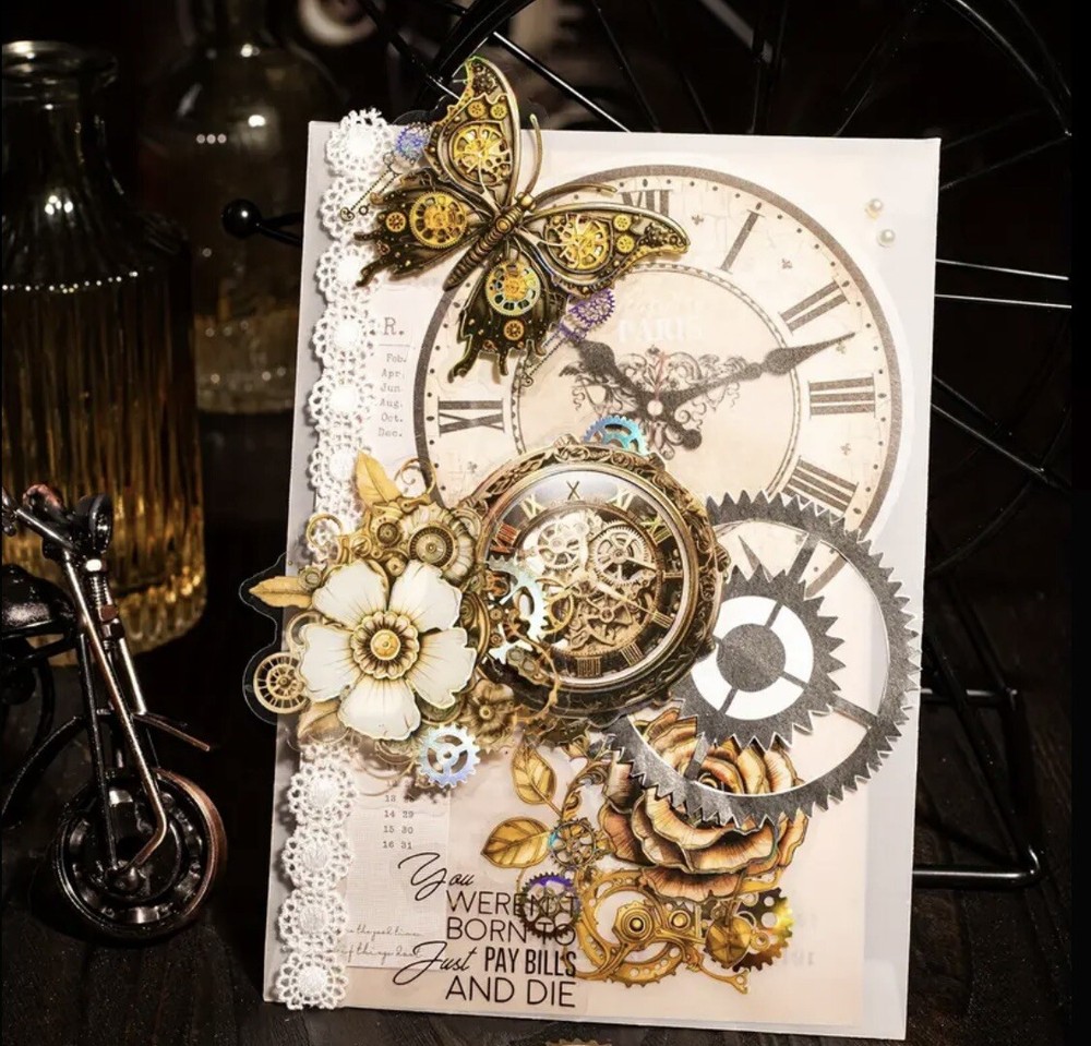 10pcs Steampunk Astetic P.E.T. Stickers- Scrapbook, Journal, DIY Cards & Crafts
