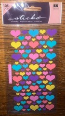 Sticko Hearts Valentines Love Colorful Pink Blue Yellow Purple Scrapbook Sticker