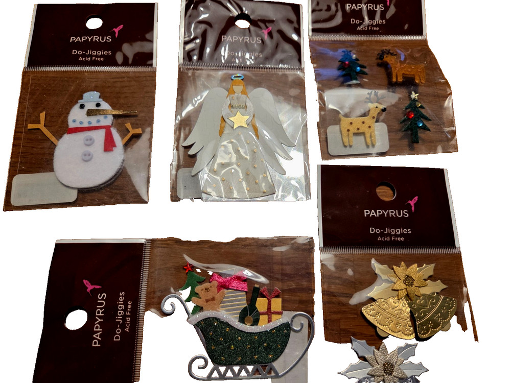 BRAND NEW RARE PAPYRUS SCRAPBOOKING EMBELISHMENTS HOLIDAY THEMED 5 PACKS