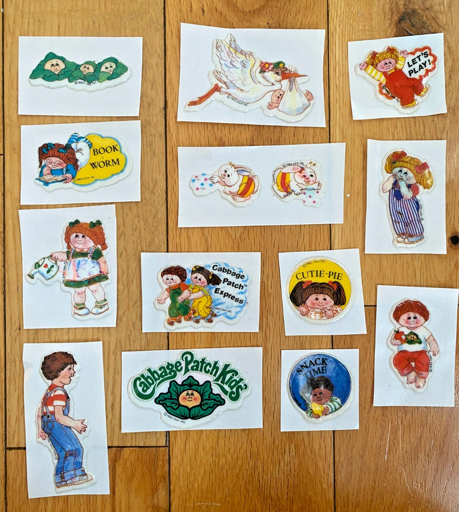 Vintage 80s Sticker Lot: Puffy Cabbage Patch Kids Stickers, Used Restored (READ)