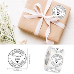 2″ Round Classic Retro Stickers Thank You for Supporting Our Small 2 inch White