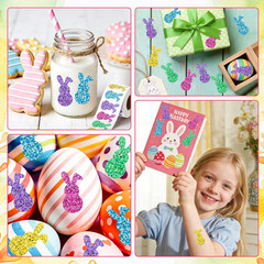 500 Pcs Bling Easter Bunny Stickers, 1.5» X 0.8», 5 Colors for Decorating