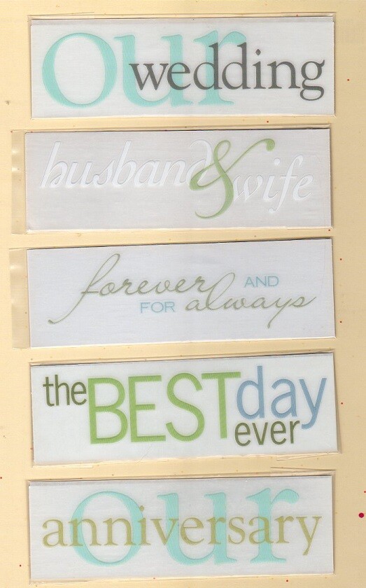 MY MIND’S EYE RUB ON TRANSFER TITLES ~ LOVE / WEDDING THEMES 9 CHOICES *