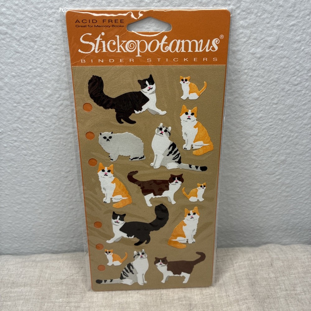 Stickopotamus Binder Stickers Cute Cats NEW IN UNOPENED PACKAGING