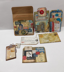 Junk Journal Add-Ons Handmade Tags Card Envelope File Clipboard Ephemera Set 7