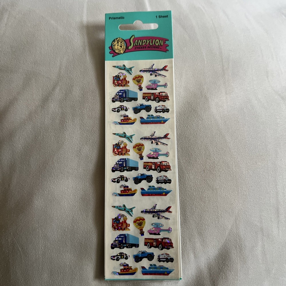 Sandylion TRANSPORTATION VEHICLES GLITTER Stickers Vintage