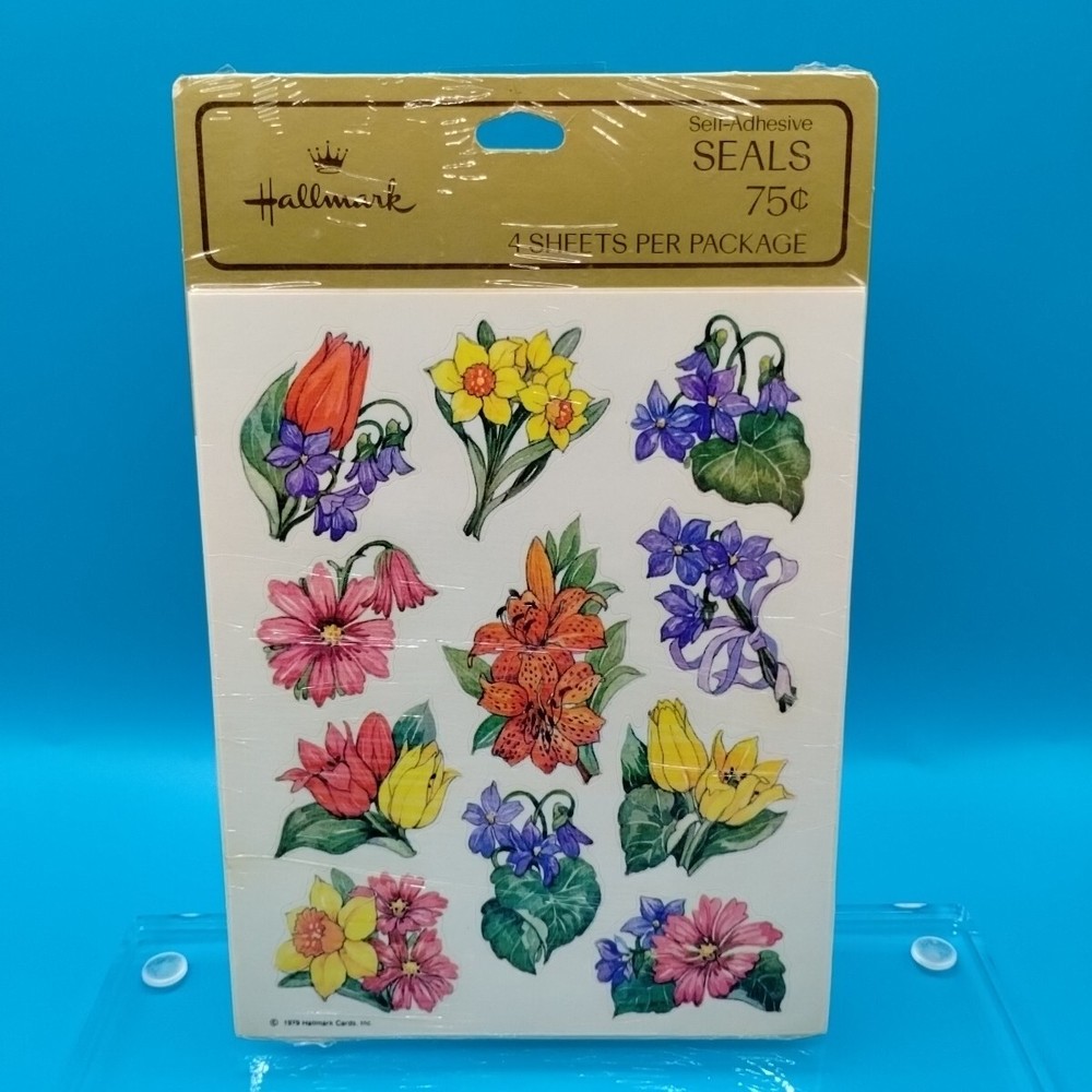 Vtg Hallmark Stickers Colorful Flowers Floral 4 Sheets New In Package 1979