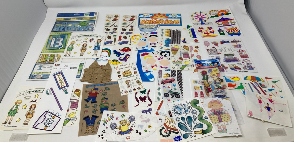 Large Vintage Scrapbooking Stickers Family Fun Amusement Park Mickey Mouse