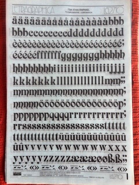Three Letraset INSTANT LETTERING Transfer Letters 72pt 17mm RAPHAEL NICE