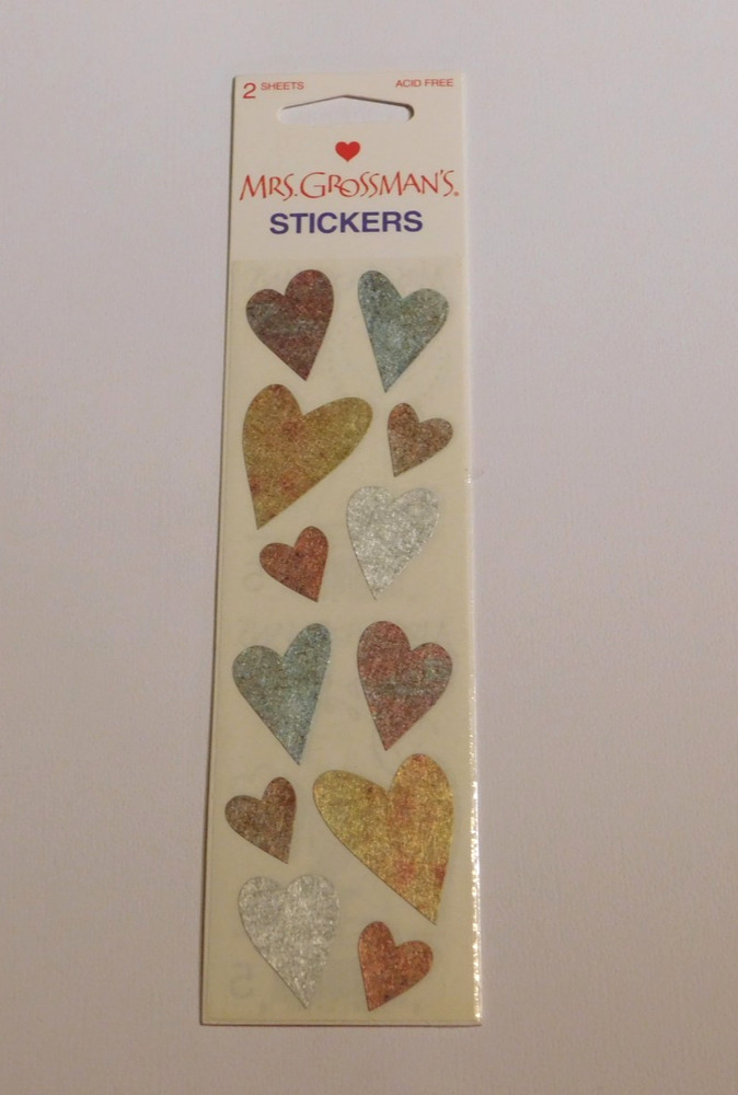 Mrs. Grossman’s Stickers Lot 2 Strips Brand New Package ~Metal Hearts~ RARE HTF