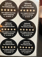 5 Star Review Delivery Labels,2 inch 60 pcs Thank You for Your Order Stickers