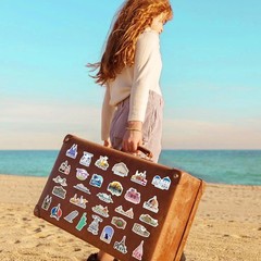 World Map Landmarks Stickers 100 Pcs Waterproof Vinyl Decals for Water Bottle…