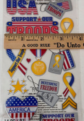 Sticko Military Support The Troops Stickers Patriotic USA Scrapbooking 14 Pc