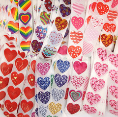 30 Heart Stickers/Various Styles/Scrapbooking/Crafts/Valentines/Journal/1 inch