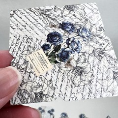 Vintage Style Blue Floral Cardstock Embellishments Junk Journal Collage