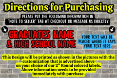 40 CUSTOM GRADUATION STICKERS 2″ CLASS OF 2026 SEALS LABELS SCRATCH RESISTANT
