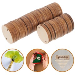 60PCS Round Wooden Pieces 3.8CM DIY Craft Wood Piece with Hole for Art Crafts