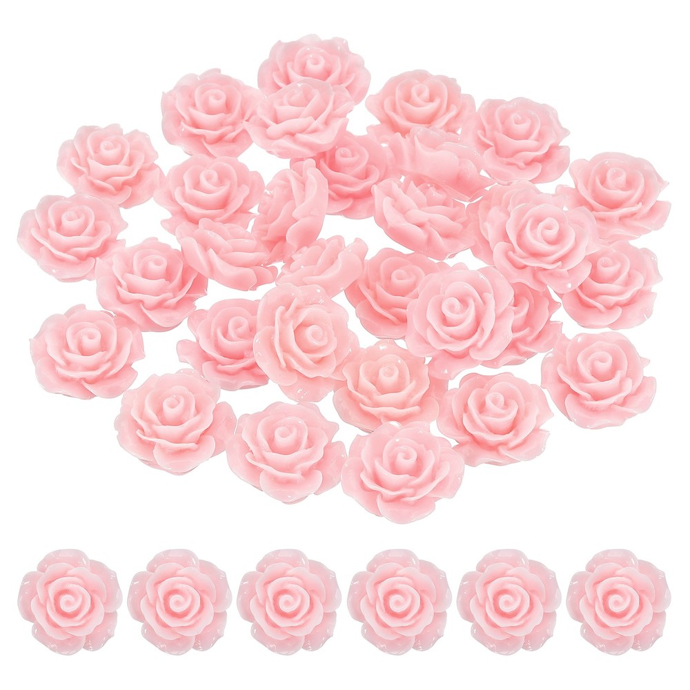 20mm Rose Flower Resin Cabochon, 30 Pcs Mini Rose Flower Resin, Light Pink