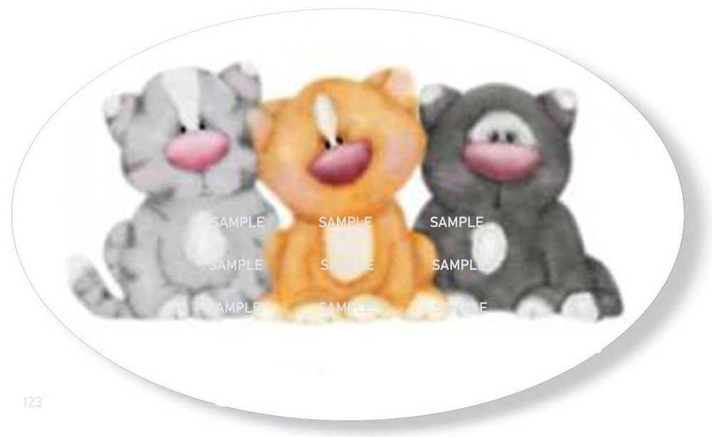 FLUFFY KITTENS CAT FAVORS OVAL STICKERS ENVELOPE SEALS SCRAPBOOK STICKERS
