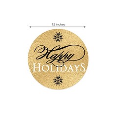 Elegant Faux Gold and Black Happy Holiday Stickers / 500 Faux Foil Christmas …