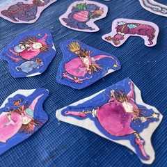 80s Stickers Vintage Hallmark Halloween Witches, Dragons Scratch Sniff Grape!!
