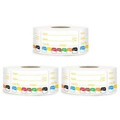 3 Rolls 1500 Pcs 1 inch X 2 inch Restaurant Quality Shelf Life Food Rotation …