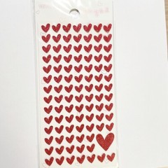 Red Glitter Small Heart Sticker 95 Count Self-Adhesive 0.35Inchs 90mm Crafts