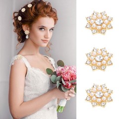 Exceart 50Pcs Rhinestone Pearl Snowflake Diy Accessories For Hair Clips And
