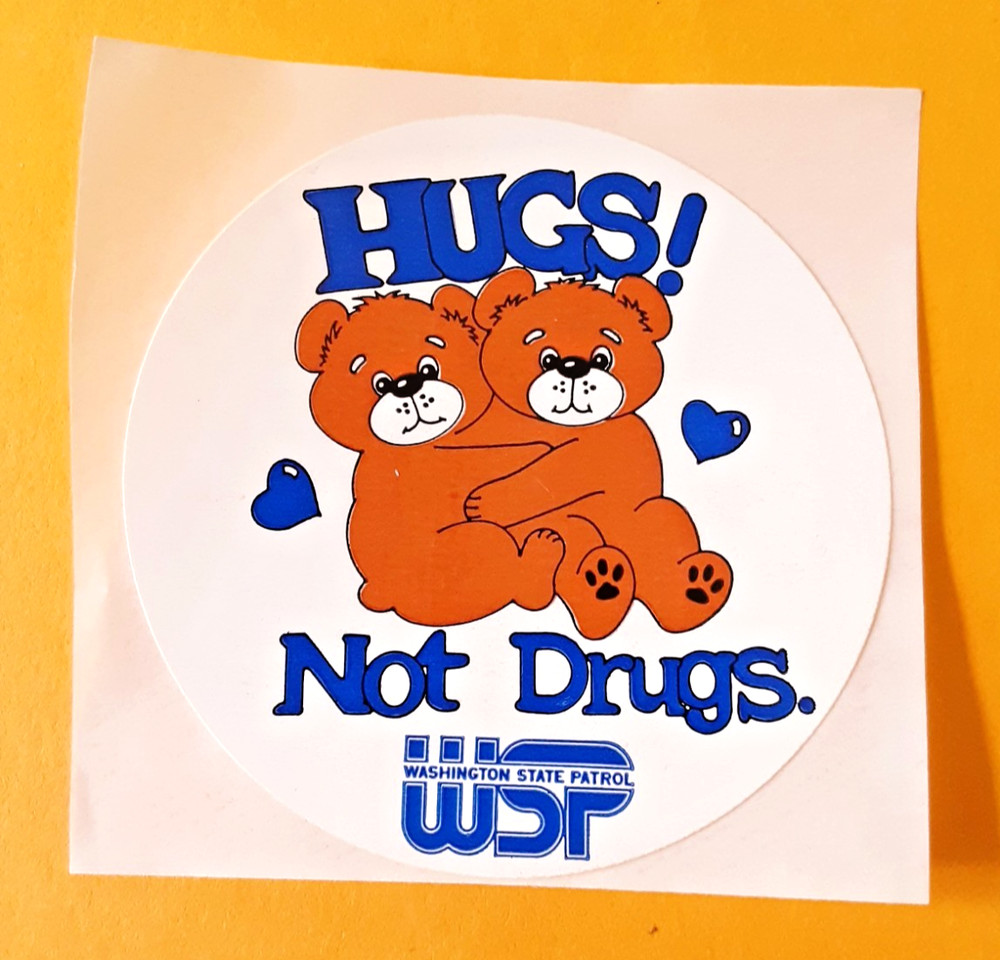 vintage WSP teddy bears Hugs not drugs sticker module