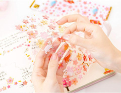 Sakura Scrapbooking Stickers,Japanese Style Self-Adhensive DIY Decorative Cherry