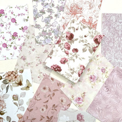 Romantic Pink Floral Background Stickers Valentine’s Day Junk Journal Collage