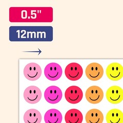 6000 Pieces, 1/2 inch – Smiling Happy Smile Stickers for Reward – 10 Colors